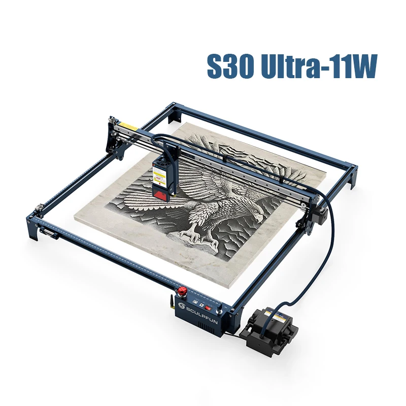 SCULPFUN S30 Ultra 11W Laser Engraving Machine 600x600mm Engraving Area With Automatic Air Assist Replaceable Lens