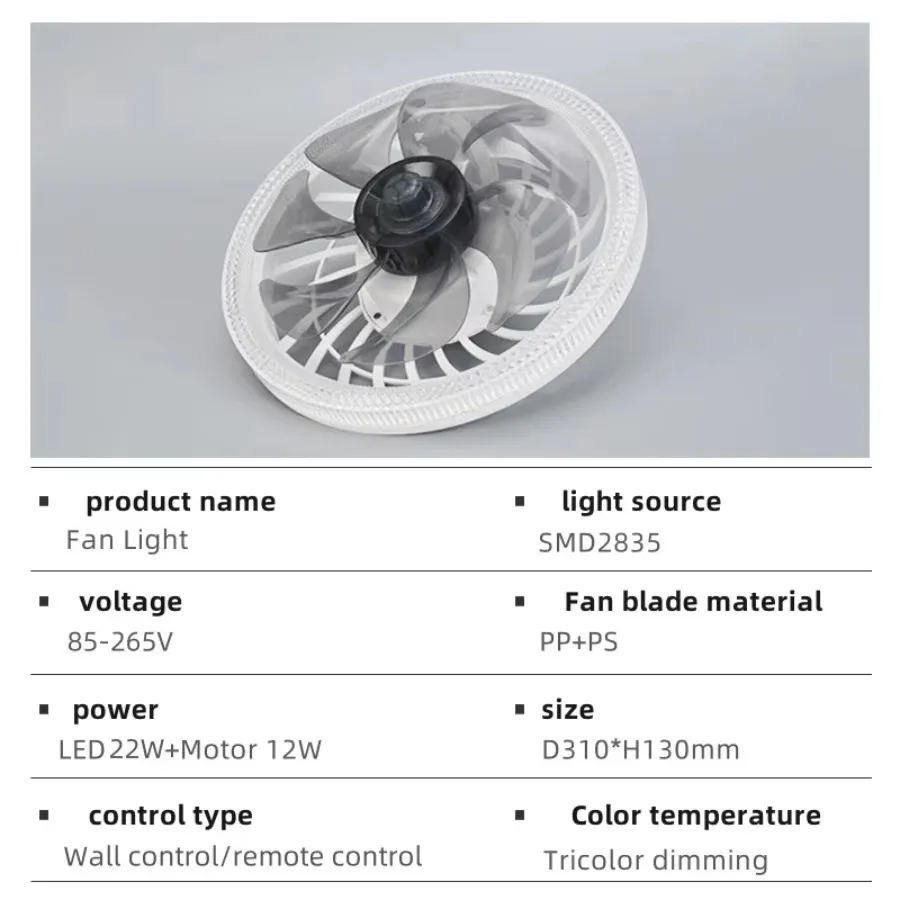 LED Ceiling Fan Light E27 Remote Control Dimming Suitable Living Room Bedroom Study Electric Fan with LED Lamp for Home Rooms