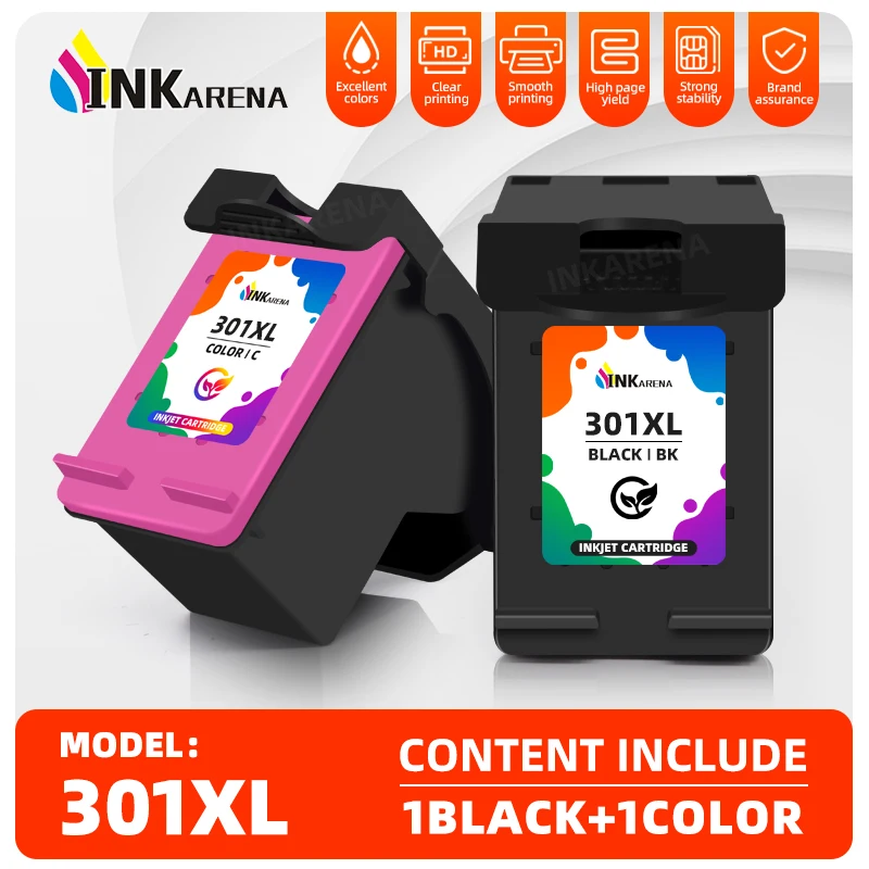 

Inkarena Re-manufactured Ink Cartridge Compatible for HP 301 301XL INK DeskJet 1050 2050 3050 2150 1510 2540 Printer Full