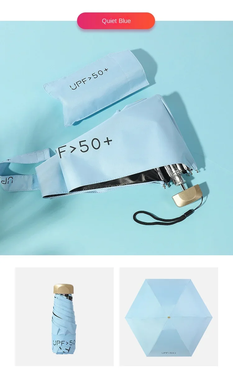 Flat 50 Fold Umbrella Ultra Light Mini Sun Umbrella Women's UV Glue Sunscreen Umbrella Rain Shine Dual-purpose Pocket Umbrella 17 undefined