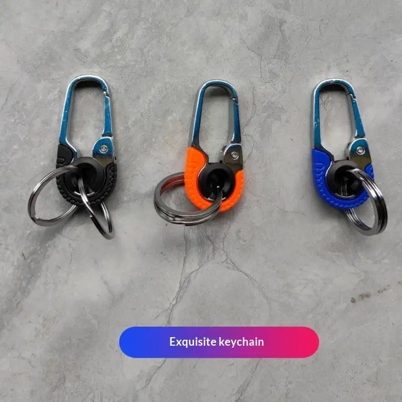 1 Stück Schlüsselanhänger für Männer, Edelstahl-Schnalle, Outdoor-Karabiner, Kletterwerkzeug, Doppelring, Auto-Angelhaken, Schlüsselring-Zubehör