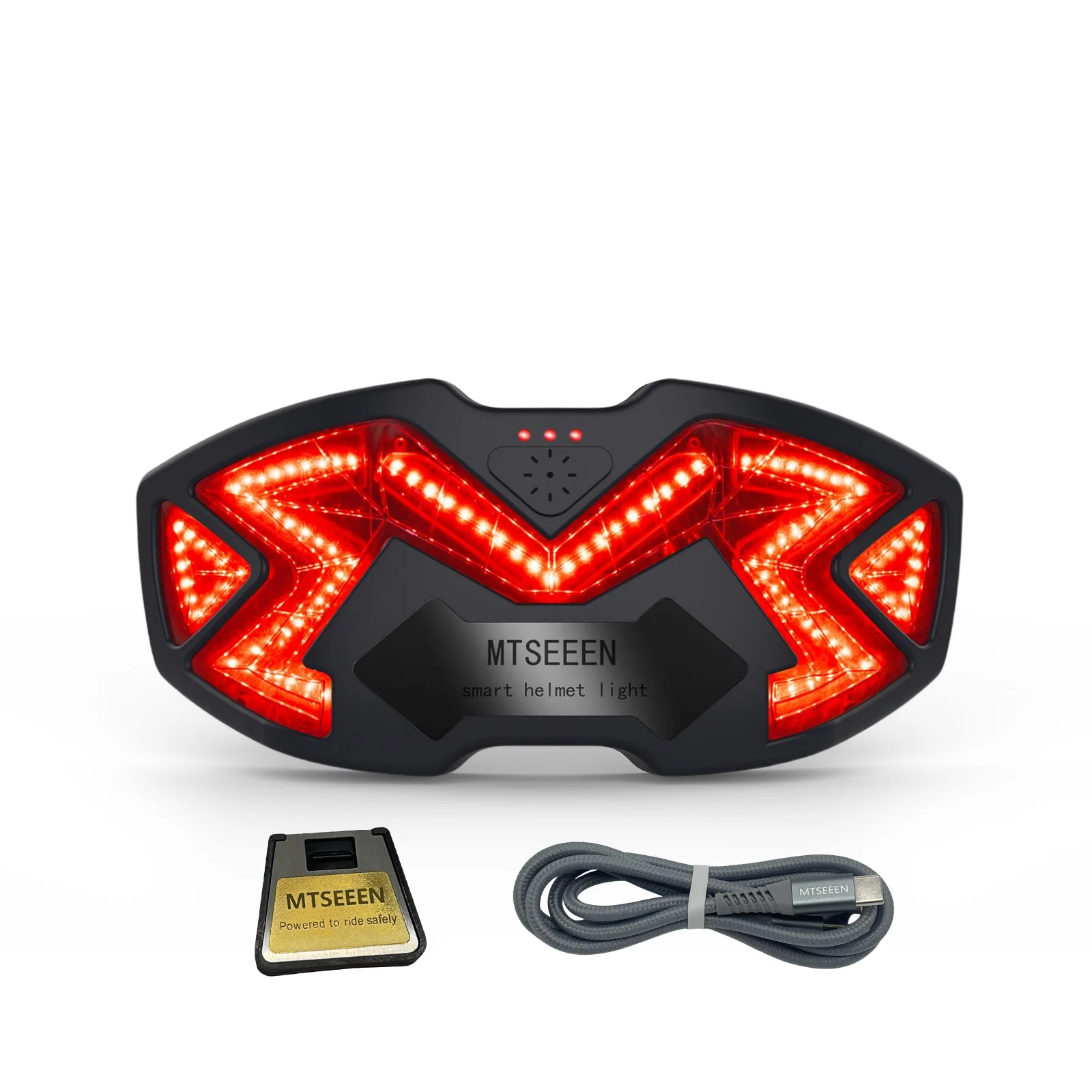 Feu Stop LED Pour Casque Moto/vélo - Lumière Rouge - 7 Modes - Rechargeable Type-C - 23g