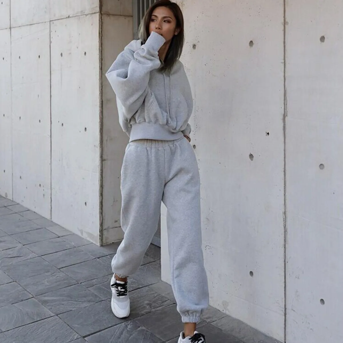 Fall Winter Lady Sweatsuit Fleece Long Sleeve Hoodie Set Pants Set Gym Workout Hoodies And Joggers Sets For Women Two Piece Set