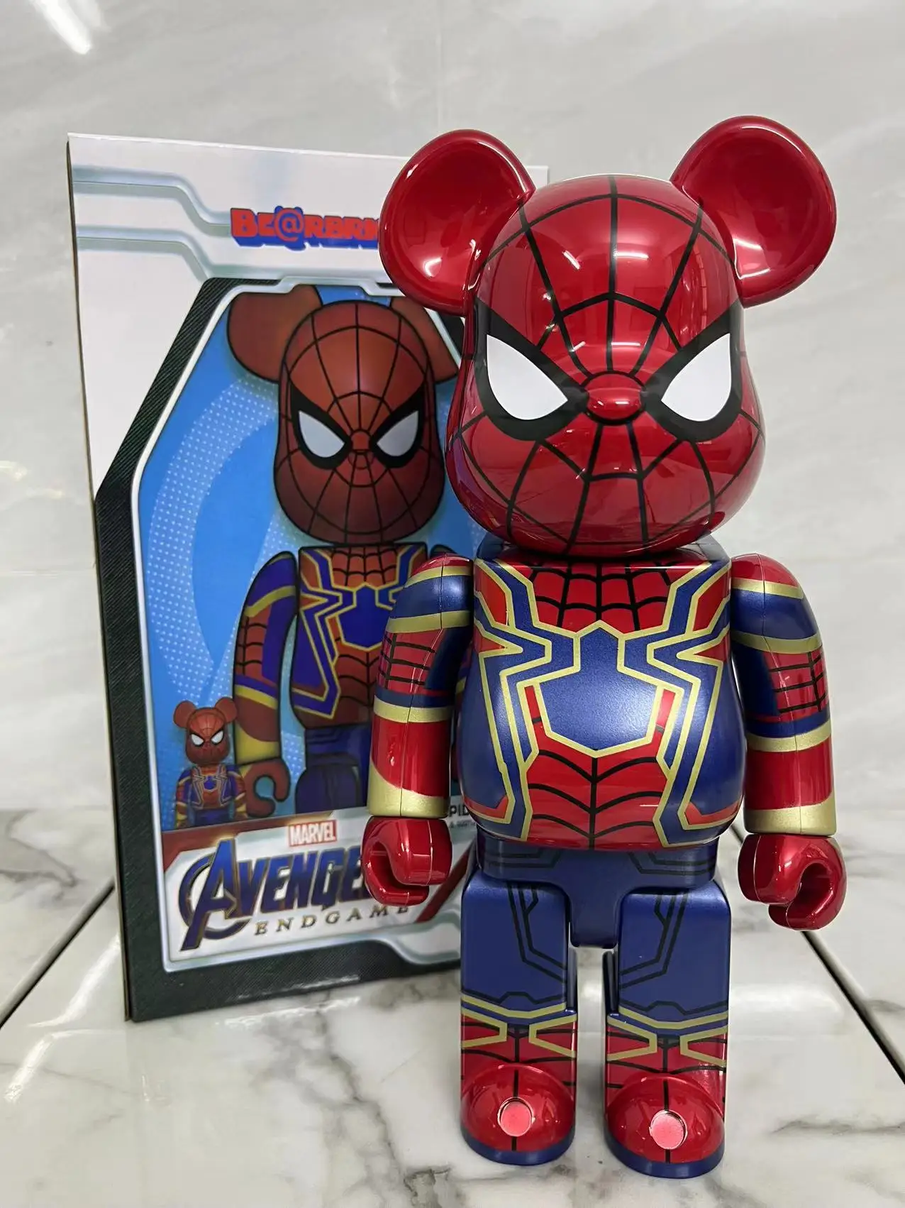 Фото Marvel 28 см медведь кирпич 400% Человек-паук искусственная кукла Железный человек экшн-Кукла Медведь кирпичная фигурка игрушка кавайное украшение №2