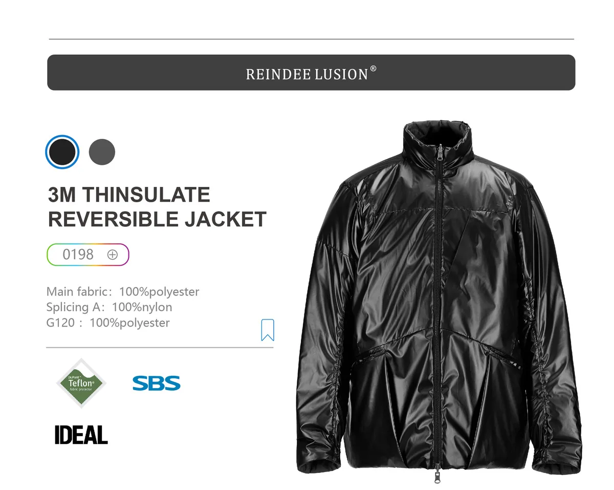Reindee Lusion 22FW  3m thinsulate reversible jacket half height collar warm lightweight inner coat techwear gorpcore