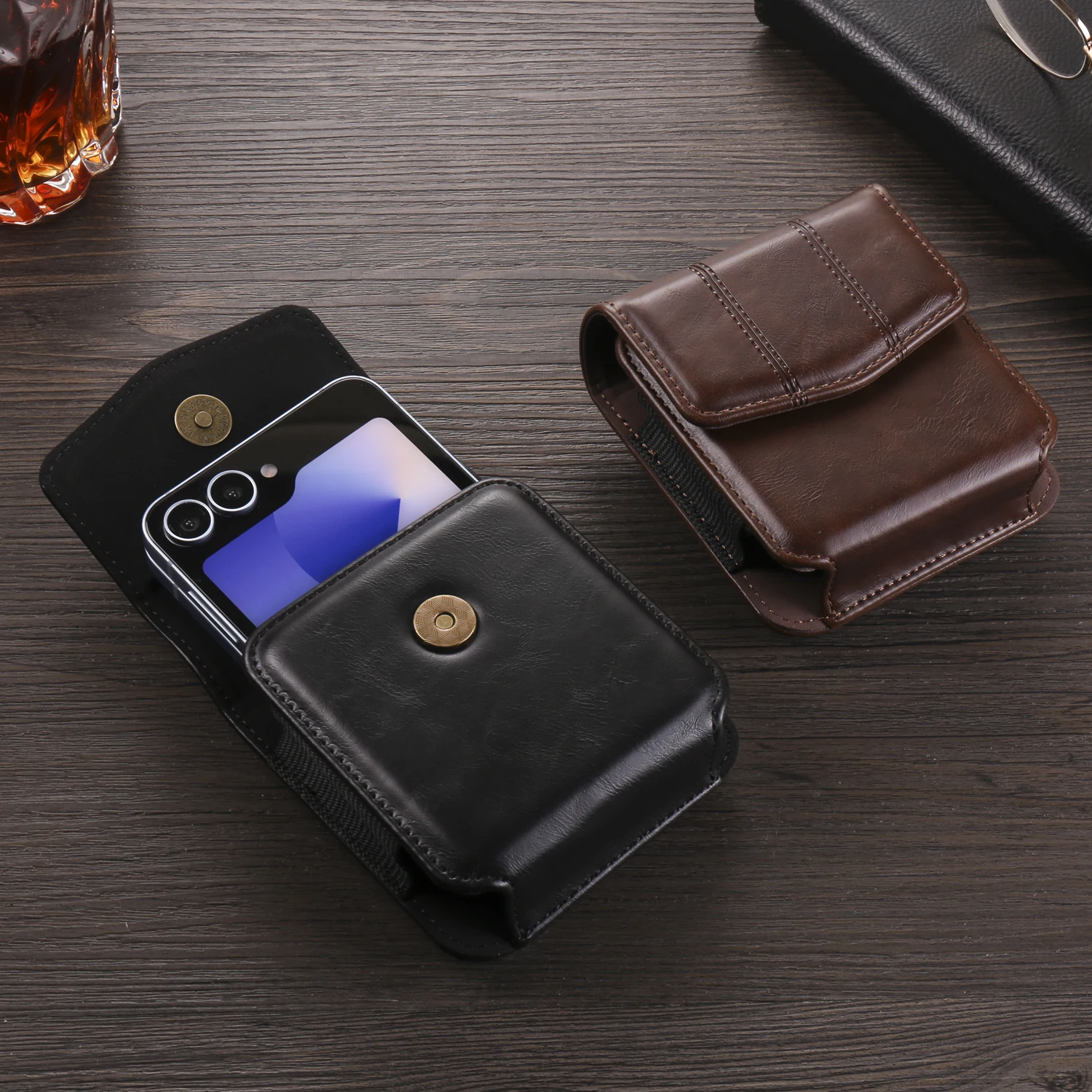 Universelle Hüfttasche für Flip-Telefone Samsung Z Flip 7/6/5, Huawei Pocket S, Moto Razr 60 Ultra – elastische Handytasche, Kartensteckplatz – Detail 29