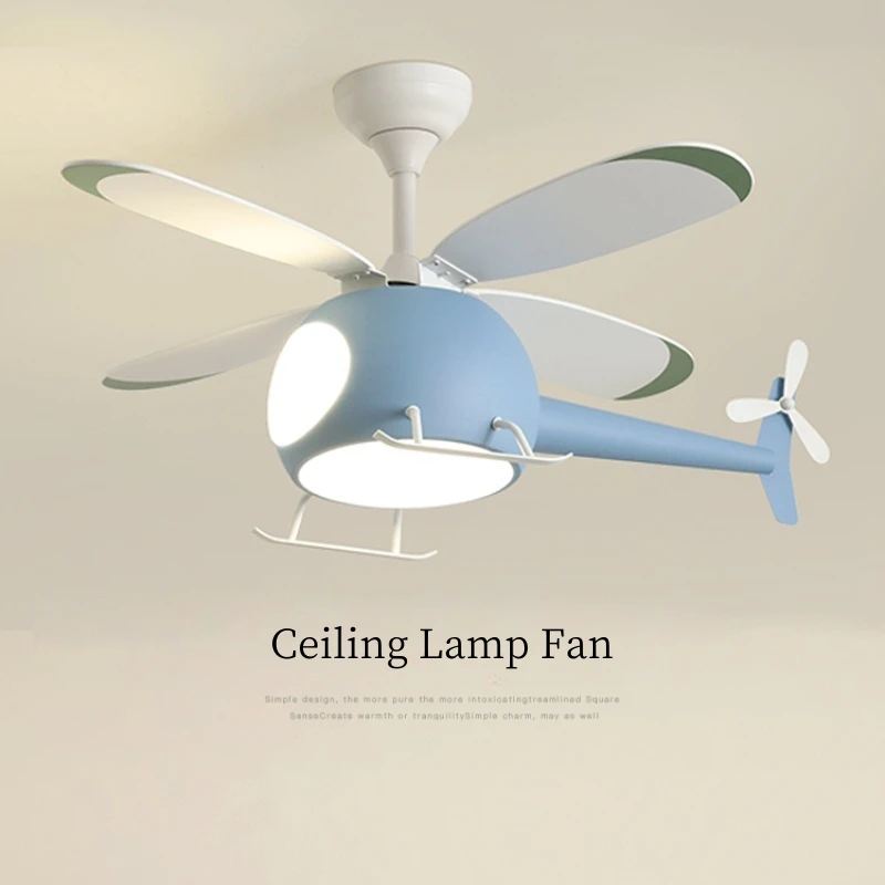 Cartoon LED Ceiling Fan Lamp Helicopter Light Chandelier for Children's Room Living Room Bedroom Indoor Lighting Fixture Luster