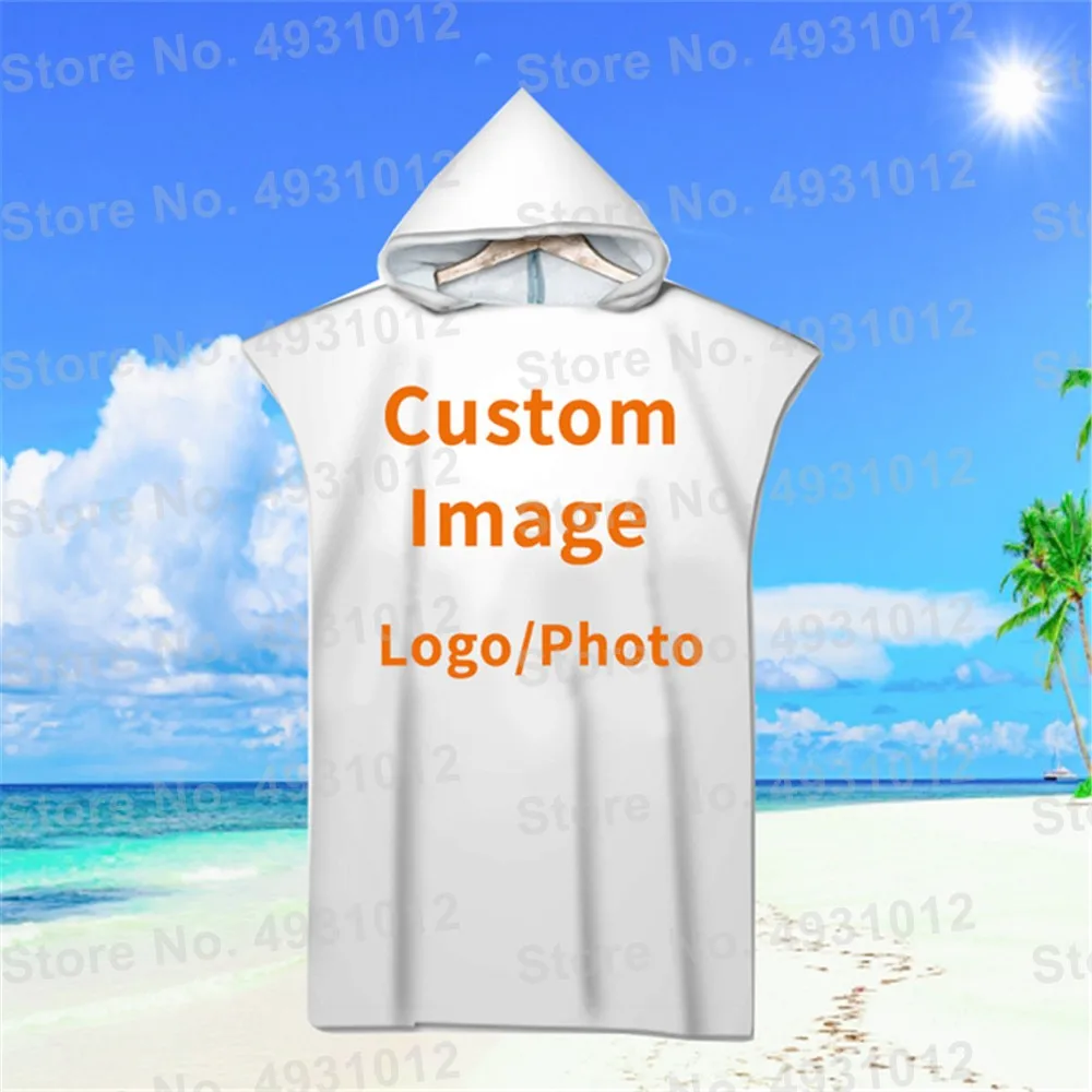 Customized DIY Baby Hooded Bath Towel Boy Girl Beach Pool Swimming Shower Absortbent Custom Bathrobe Height 80-180cm |