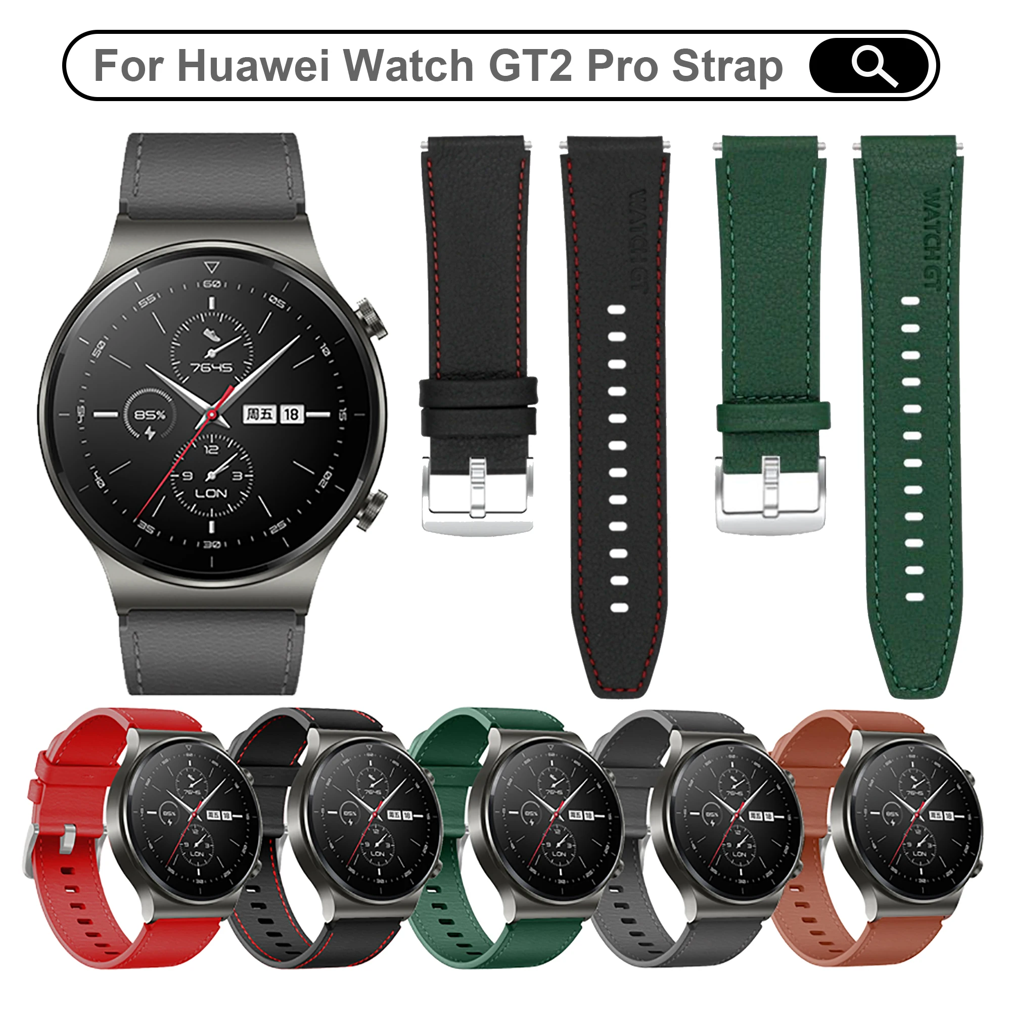 

For Huawei Watch GT2 Pro Leatehr Strap 22MM Smartwatch band for Huawei GT2 GT3 Pro GT4 46MM GT Runner Xiaomi Mi Watch S1 S2 Band