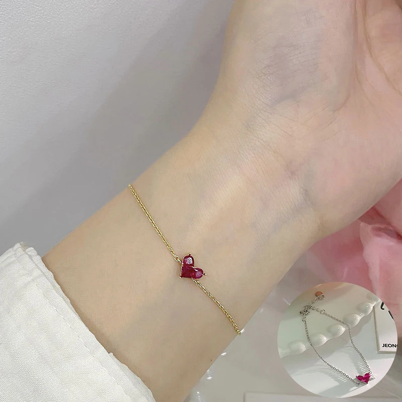 

100% 925 Sterling Silver Diamond Love Heart Necklace for Women Girl Romantic Fine Chain Design Jewelry Party Gift Dropshipping