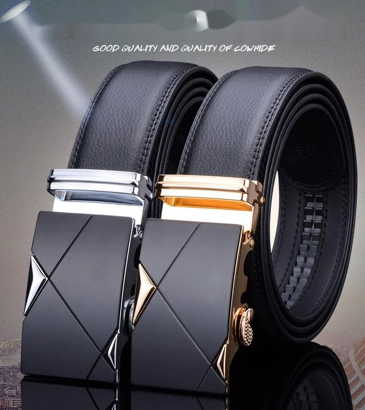 Men's Leather Automatic Buckle Belt For Business And Formal Wear_voghion.com