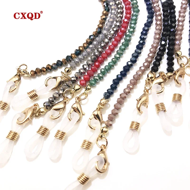 Handmade Fashion 3mm Electroplated Reading Glasses Chain Beaded Lanyard Women's Sunglasses Cords Eyewear Mask Holder Gift reading glasses chain