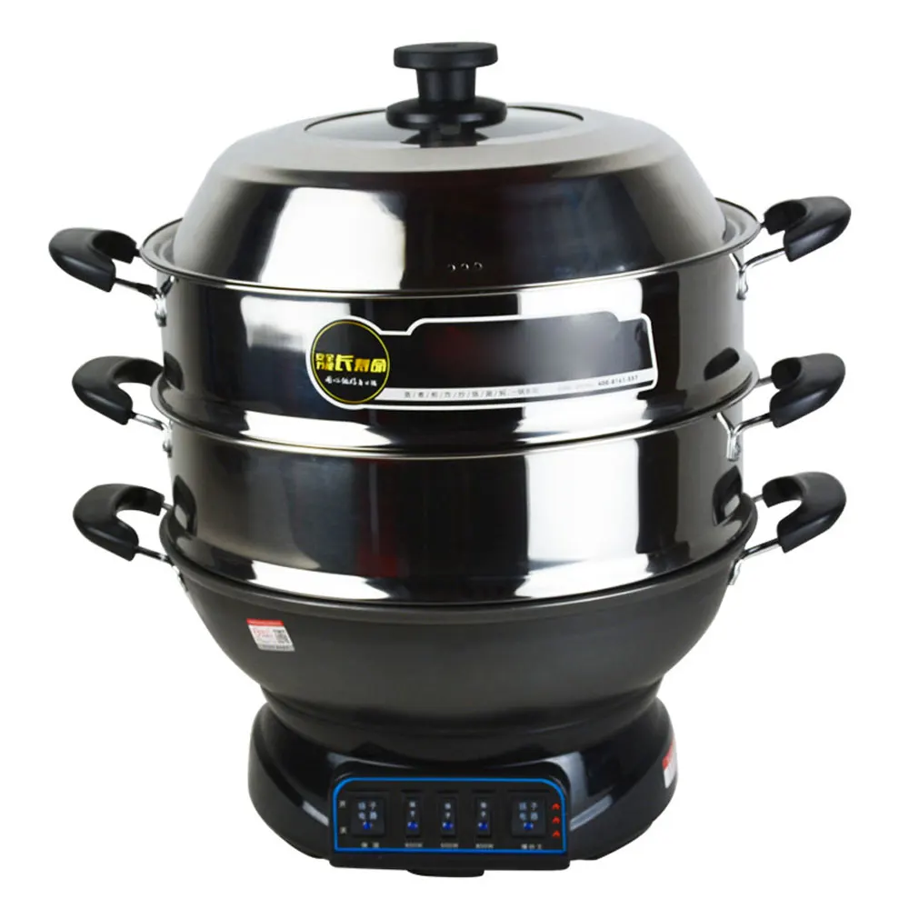 32CM Multifunctional Electric Cooker Heating Pan Stainless Steel Liner Hotpot Pasta Noodles Cooking Soup Pot Eggs Rice Steamer