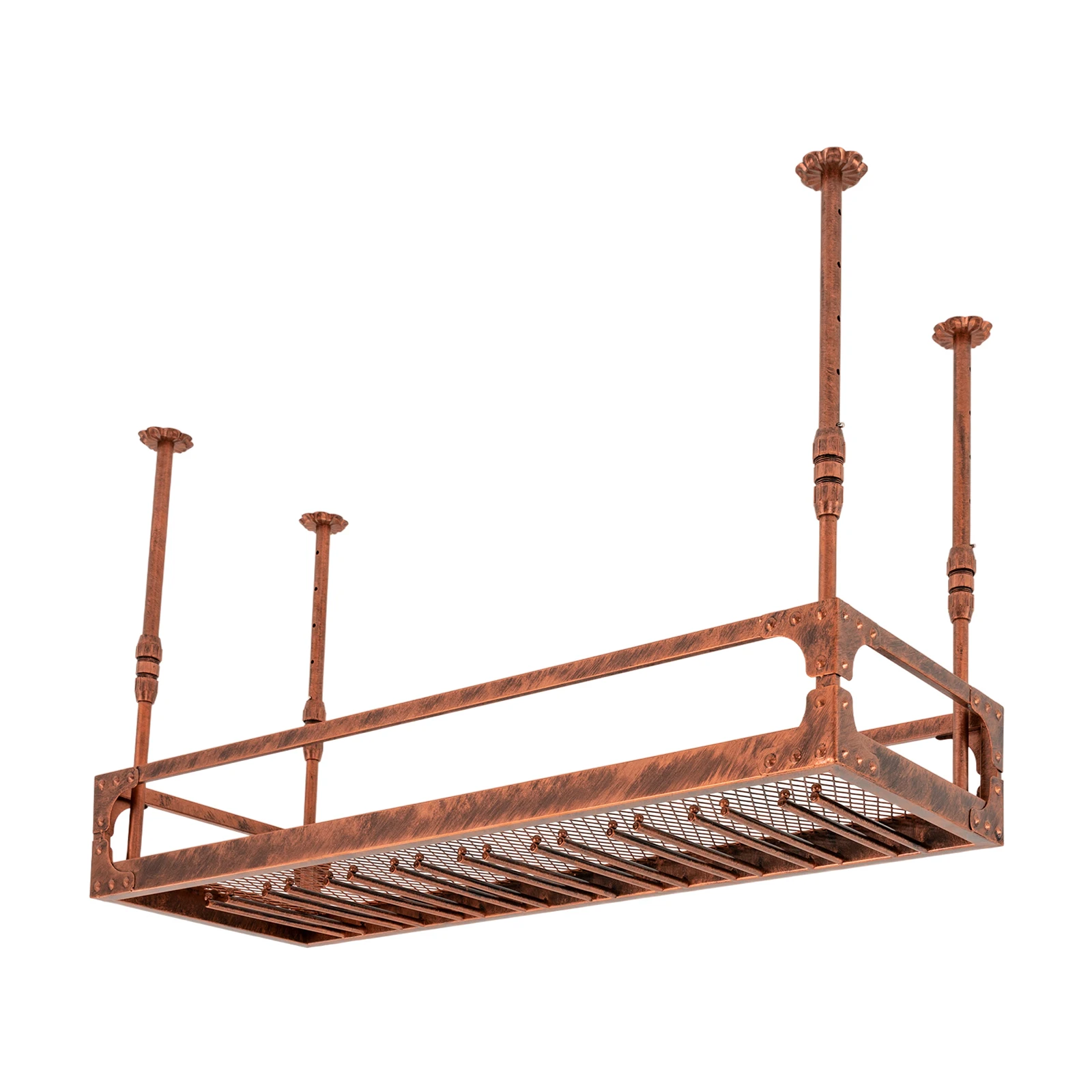 100 cm industrielles Vintage-Bar-Schwimmregal, Deckenmontage, hängender Weinflaschenhalter, Regal, Champagnerglas-Rack, Bar-Heimdekoration – Detail 17