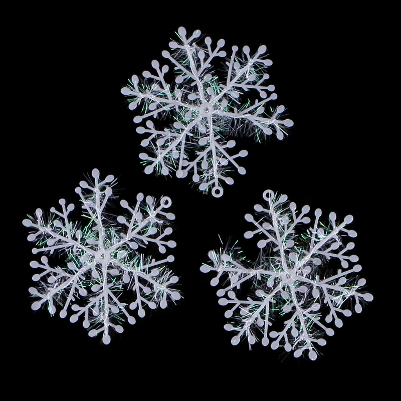 

3 pcs White Snowflake Ornaments Christmas Tree Deco Festival Decortion