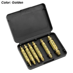 Enhanced Screw Extractor Set for Fast and Easy Removal of Stripped or Broken Screws (Gold)