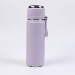 Sleek Stainless Steel Vacuum Insulated Water Bottle with Handle - Travel - Ready Thermos Cup, Available in 500ml and 600ml Sizes - 500ml (Purple)