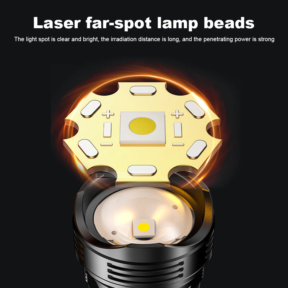 Description Picture 5 of item10W Handheld LED Flashlight USB Charging Powerful LED Flashlight Power Display Super Bright Flashlight 800mAh for Camping Hiking