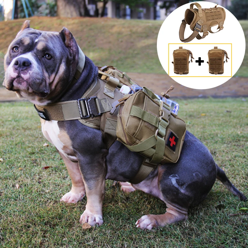 

Military Dog Vest Tactical Hunting Dog Clothes Harness Adjustable MOLLE Training Harness for Walking Hiking Service Dogs Vests