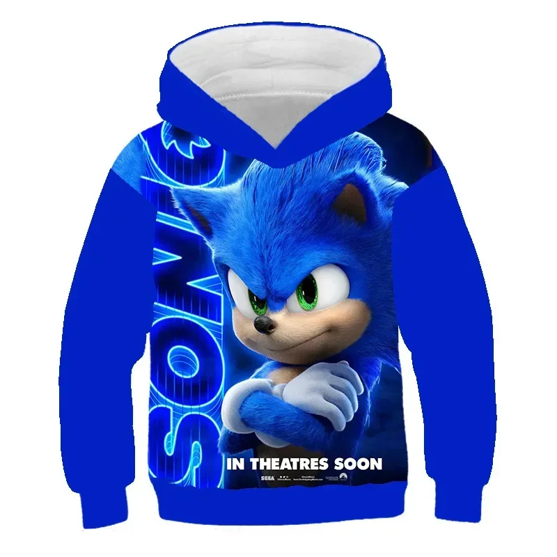 Ropa para niños 2024 Sudadera con capucha Sonic 3D para niños y niñas Sudadera con estampado de dibujos animados Manga larga Primavera Otoño Animación