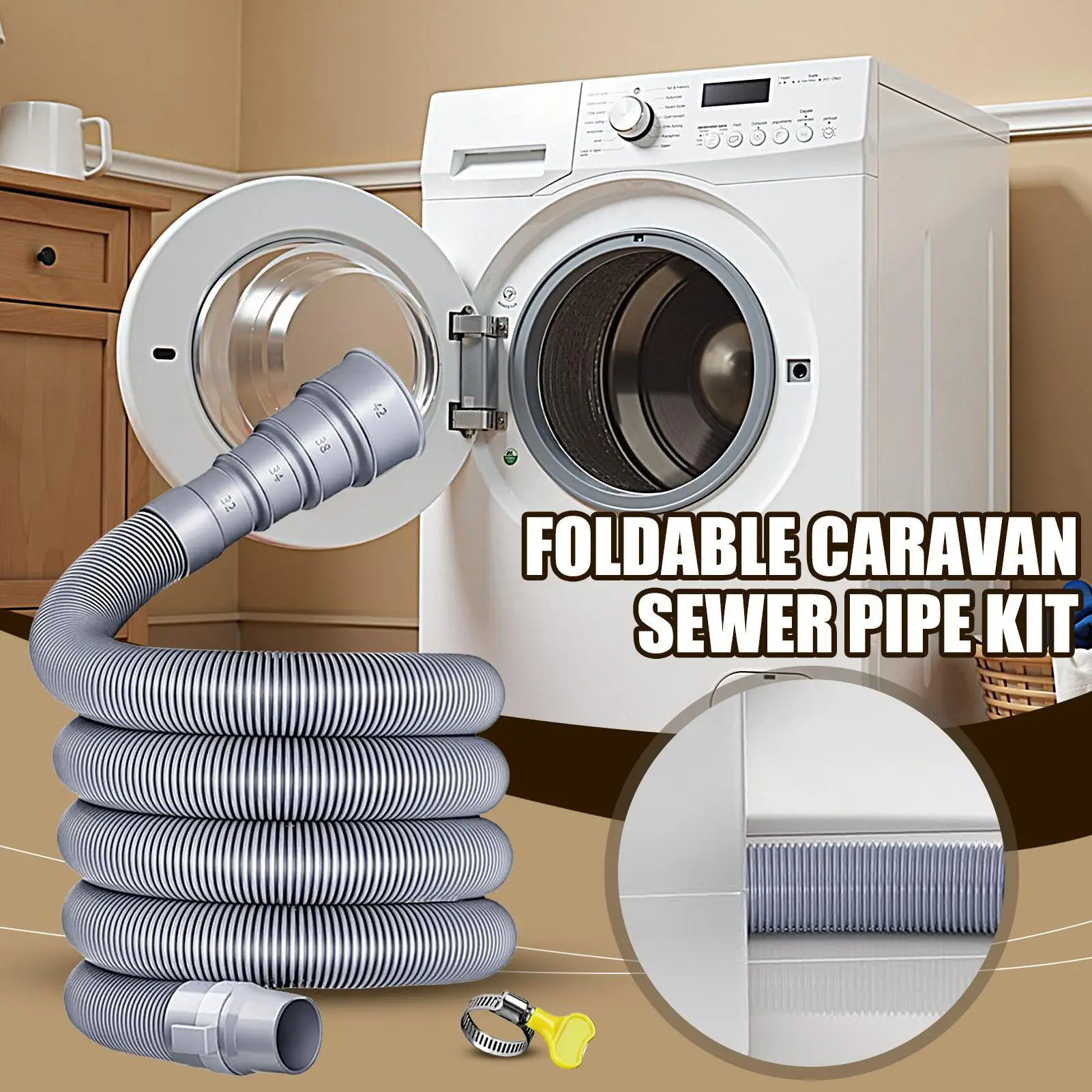Foldable RV Waste Water Hose Kit - Leak-Proof Flexible Drain Pipe For Caravan, Motorhome (2m/4m/6m/10m)
