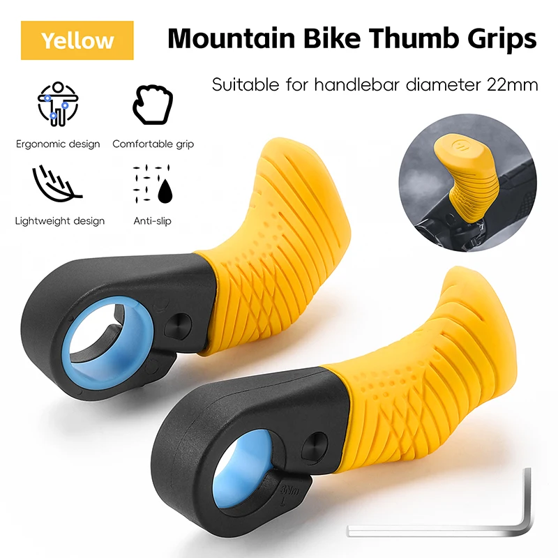 Manopole Bici Ergonomiche In Gel 22mm Con Cuscinetti Antidolore - Antiscivolo Per MTB, Città, Trekking - Kit 1 Paio Con Chiave Di Montaggio Inclusa (Nero)