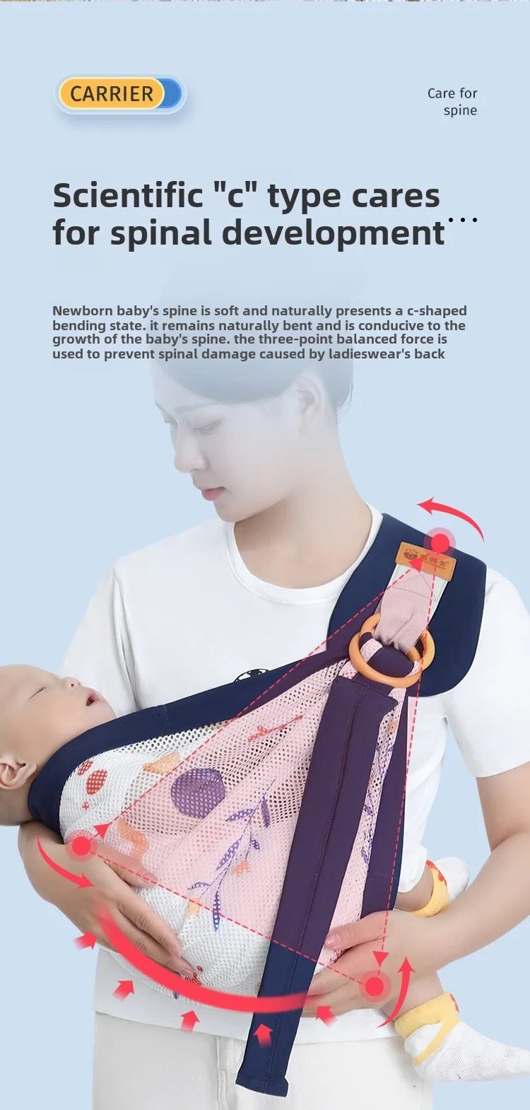 Description Picture 6 of itemBaby Carrier Wrap Baby Sling Portable Light Bebe Bag Toddler Backpack Newborn Bebes Carriers Infant Backpacks Bebe Accessories