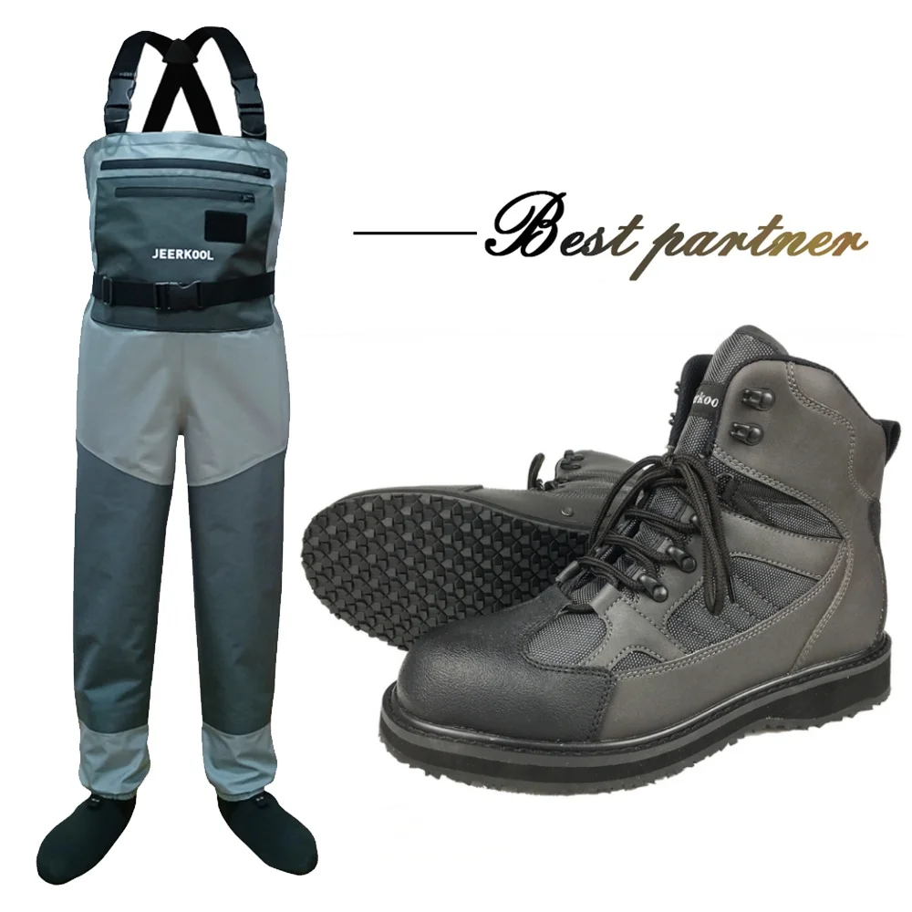 5-Layer Durable Breathable Waterproof Stocking Foot Fly Fishing Chest Waders Pants and Boots for Men and Women
