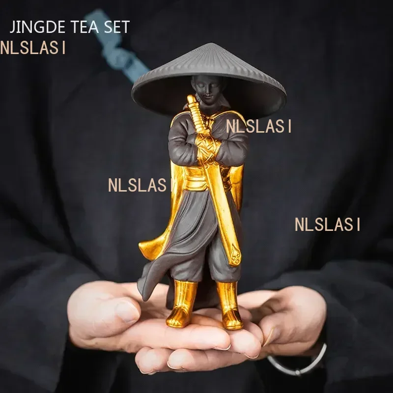 Boutique Purple Clay Tea Pet Tea Strainer Creative Figure Statue Ornaments Handmade Crafts Tea Set Decoration Accessories