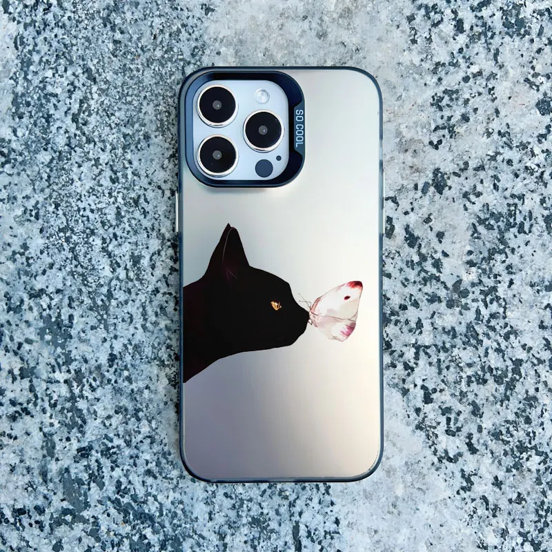 Black Cat Personality Shockproof Laser Back Phone Case