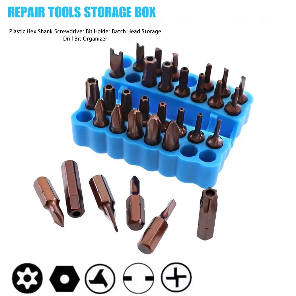 2pcs Multi-functional Hex Shank Screwdriver Bit Holder Organizer Durable Classic Texture Batch Head Storage Drill Bit Organizer