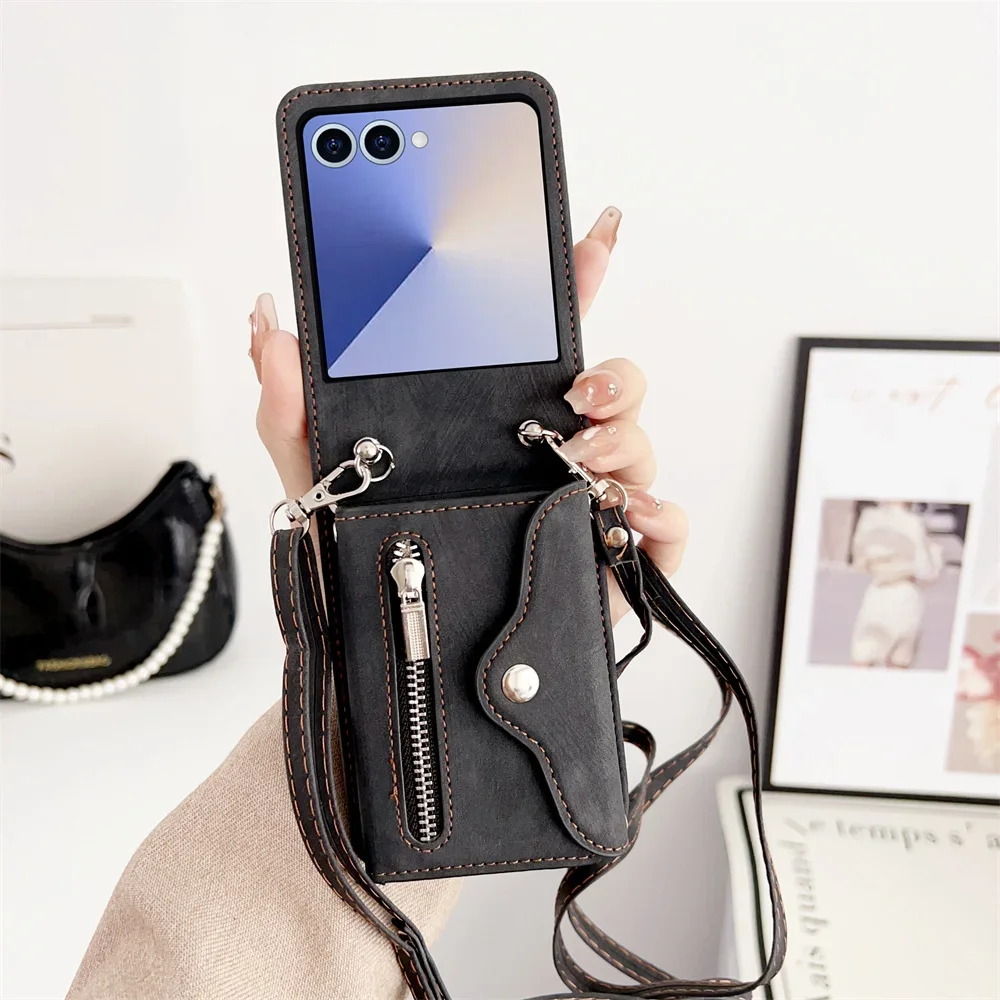 Elegant Leather Crossbody Zipper Wallet Phone Case with Card Holder