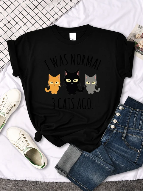 J tais normal il y a 3 chats imprim T shirt pour femmes d t