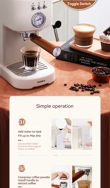 KONKA-cafetera automática italiana para el hogar, máquina de café Espresso,  cápsula de café Latte y café en polvo - AliExpress