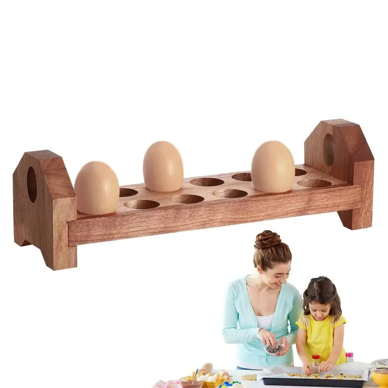 

Деревянный держатель для яиц, кухонный деревянный поднос для яиц, домашняя Штабелируемая стойка для яиц, холодильник, зеркальный поднос для яиц, вертикальная стойка для яиц