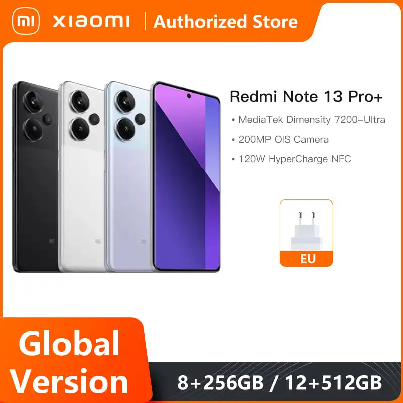 Xiaomi Redmi Note 13 Pro Plus 5G Smartphone Mediatek Dimensity 7200-Ultra 200Mp Ois Camera 120W Hypercharge Nfc
