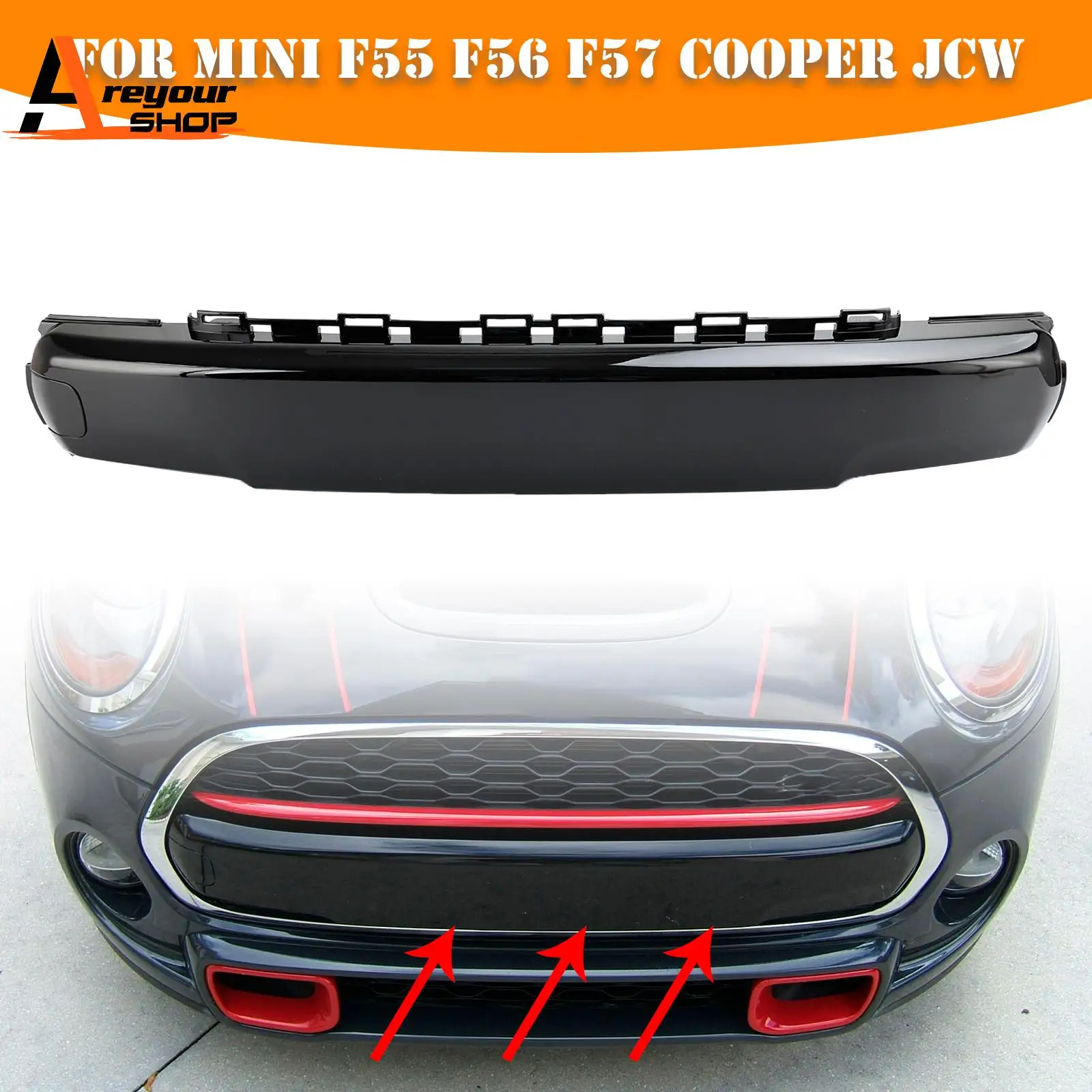Front Number Plate Cover Gloss Black for Mini F55 F56 F57 Cooper JCW