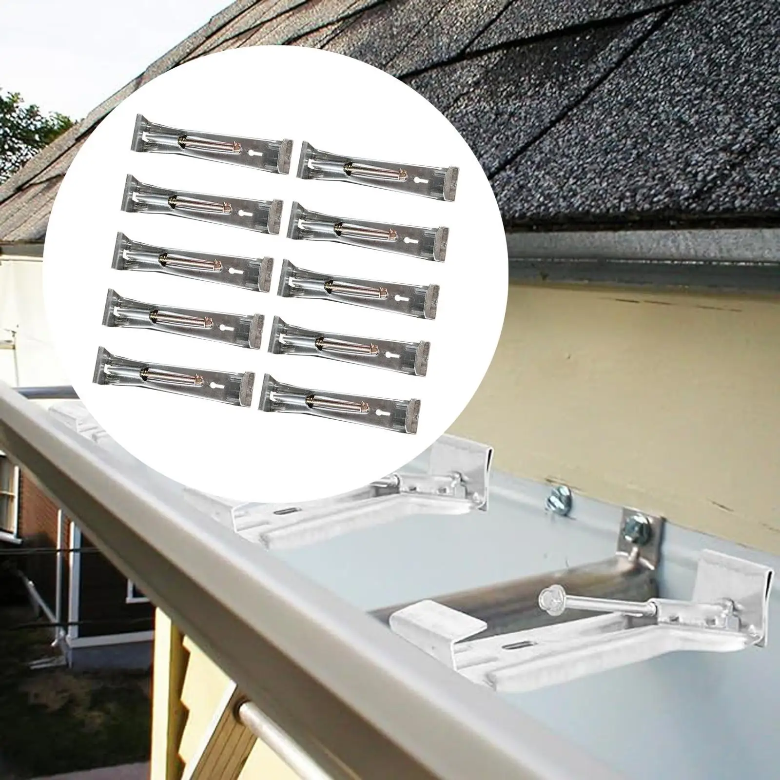 10Pcs Gutter Hangers 5 inch Easy Install Accessories Heavy Duty Metal Fix Sagging Rain Gutters Gutter Guard Bracket Clips