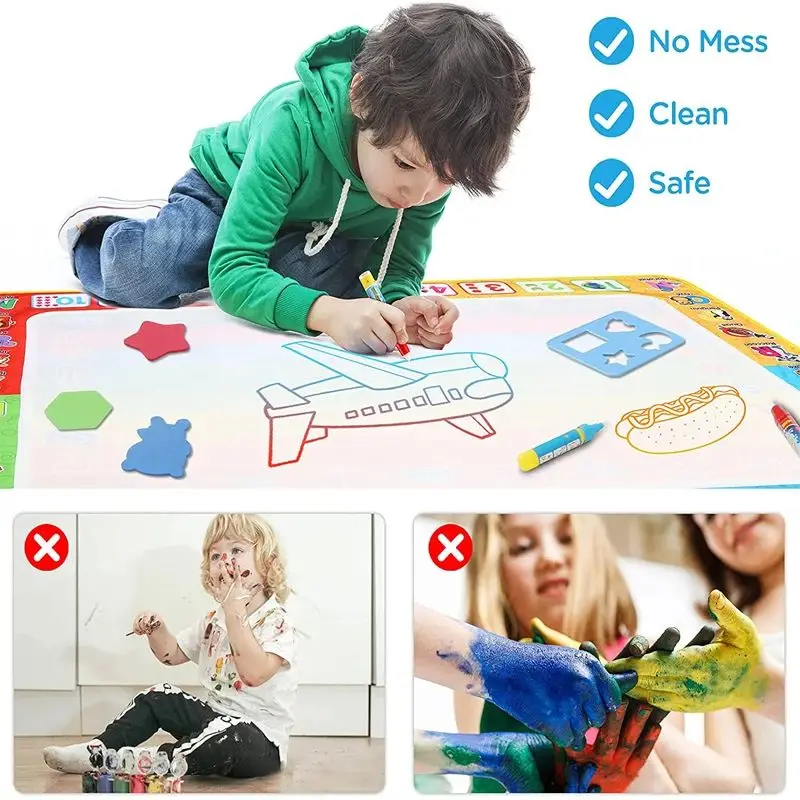 Coolplay Magic Water Drawing Mat Coloring Doodle Mat with Magic Pens Montessori Toys Painting Board Educational Toys for Kids 5