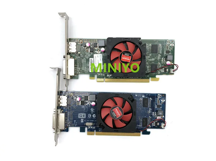 Видеокарта с полным/полу кронштейном для AMD HD7470 1G DDR3 DVI + DP порт 4K независимая