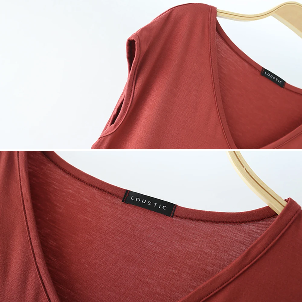 Women T Shirt Summer Loose Tee Tops Casual Undershirt Solid Color V Neck Basic Tshirt Comfortable Pullover 2023 New High226_voghion.com