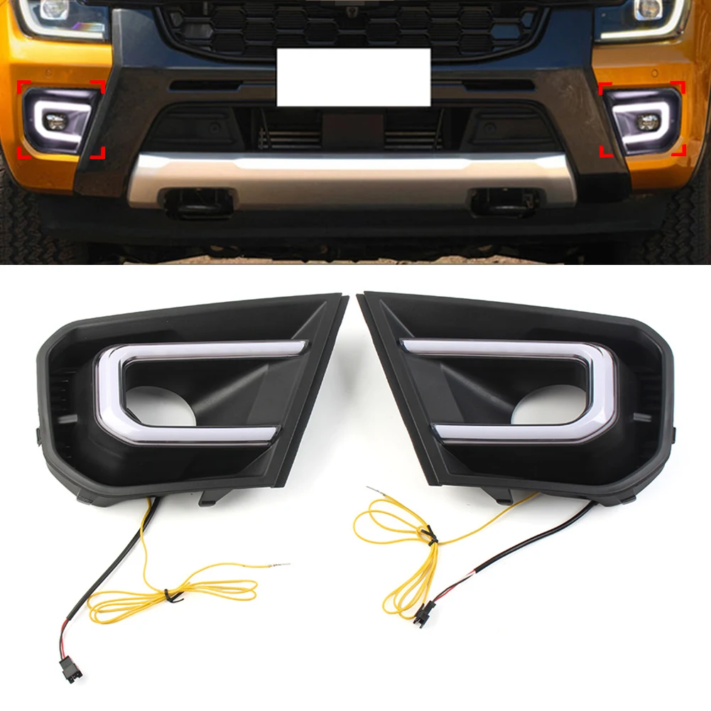 

Car LED Daytime Running Light Yellow Turn Signal Lamp Indicator Left+Right 2Pcs For Ford Ranger Wildtrak 2022-2023