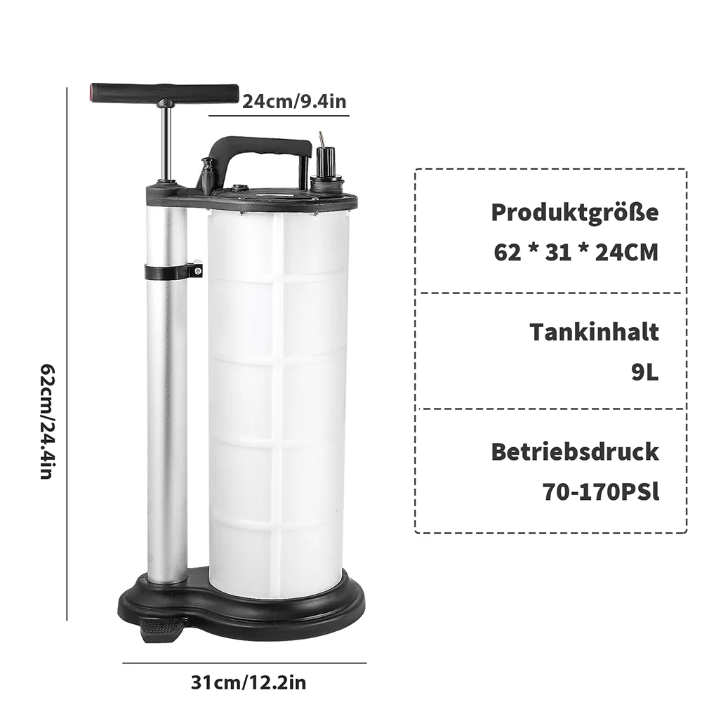 9L Waste Oil Water Suction Extraction Pump Fluid Vacuum Transfer Hand Operating Oil Transfer Pump Oil Hand Pump Extraction Pump — Color: 1pc