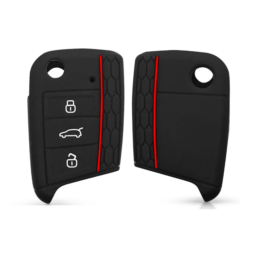 For VW Polo Golf 7 Skoda Octavia Kodiaq Karoq SEAT Ateca Leon Key Cover Shell 3 Buttons Silicone Key Fob Case