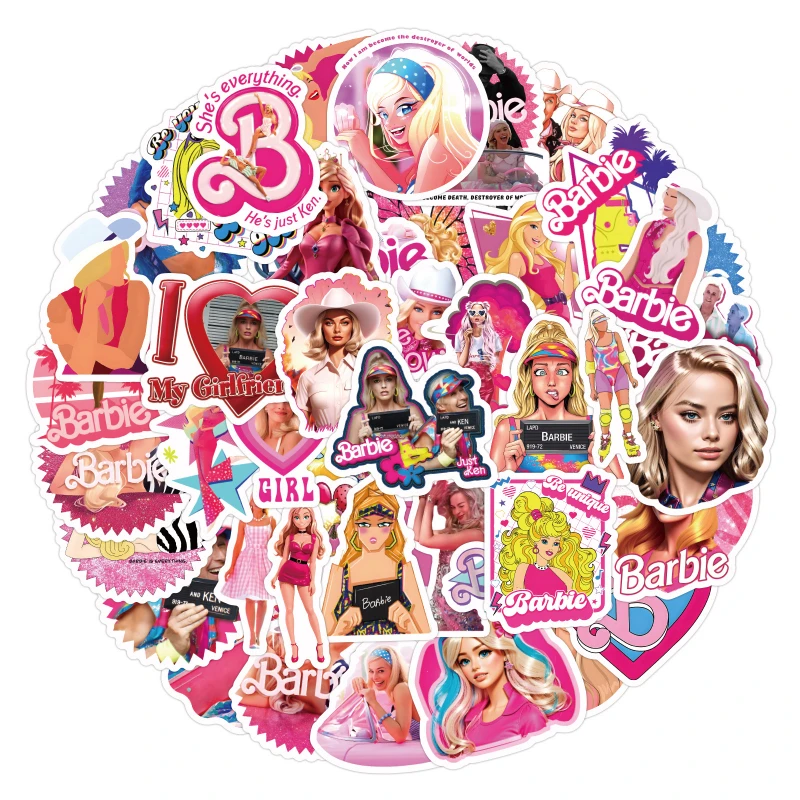 

60PCS/Bag Barbie Sticker Live Action Anime Characters Exquisite Decoration Notebook Laptop Trunk Phone Case Toys for Girls Gift