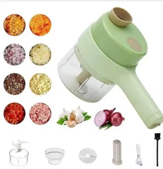 4 in 1 Handheld Electric Vegetable Cutter Set for Garlic Pepper Chili Onion Celery Ginger Meat with Brush Kitchen Tools