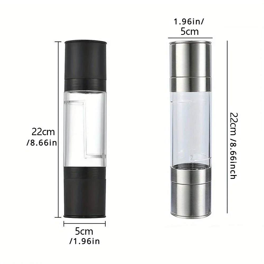 2 In 1 Pepper Mill Manual Stainless Steel Salt and Pepper Grinder Set with Adjustable Ceramic Grinding Spice Grinder KitchenTool
