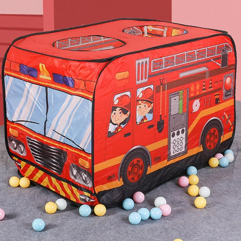 Children Tent Kids Play Tent Toy Foldable Playhouse Cloth Fire Truck Police Car Game House Bus 3
