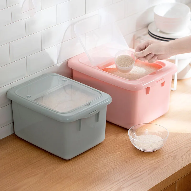 

10KG Nordic Plastic Cereal Dispenser Storage Box Kitchen Rice Bucket Grain Container Organizer Storage Cans Food Container Jars