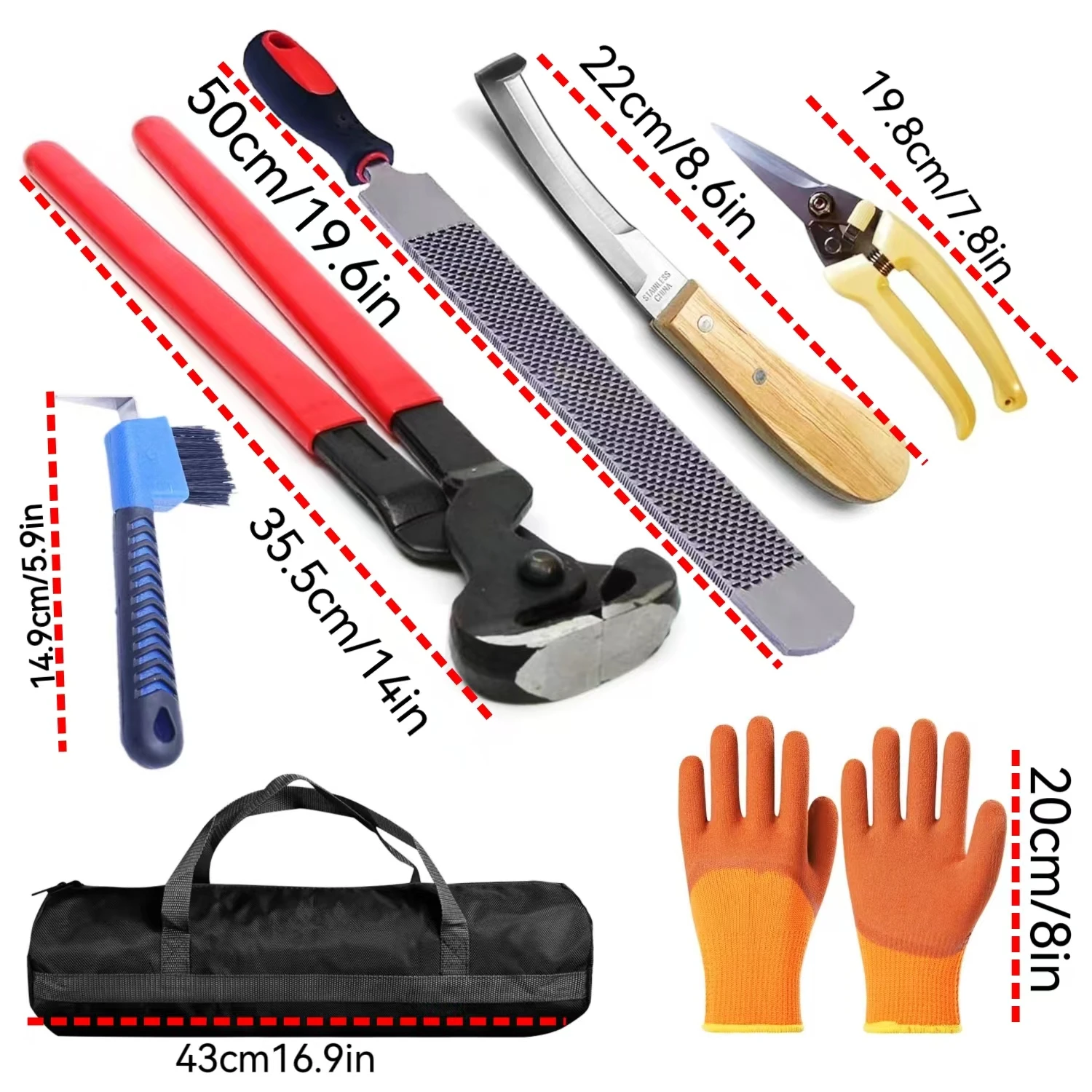 Farrier Tools Professional Farrier Tool Kits Hoof Rasp Hoof Nippers Hoof Knife Horses Hoof Trimmers Tools Suitable for Hoof Trim 2
